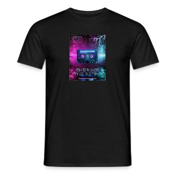 Synthwave Retro Cassette - Men's T-Shirt - black - Front - AI Model Male 178 light (178cm)
