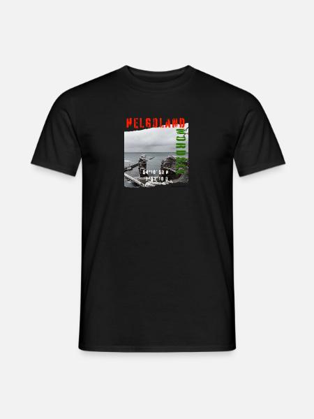 Helgoland Tshirt mit Koordinaten - Männer T-Shirt - Schwarz