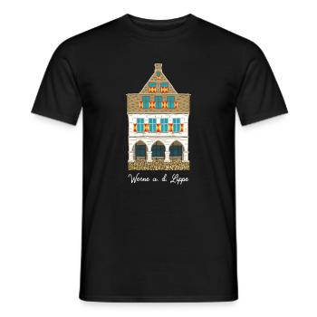 Werne a. d. Lippe, historic town hall - Men's T-Shirt - black - Front - AI Model Male 178 light (178cm)