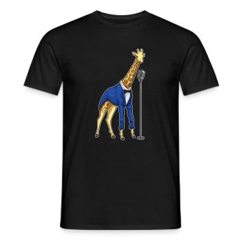 Chanteur girafe Chant au micro - T-shirt homme - noir - Devant - AI Model Male 178 light (178cm)