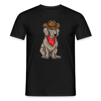 Dachshund Cowboy Cowboy Hat - Men's T-Shirt - black - Front - AI Model Male 178 light (178cm)