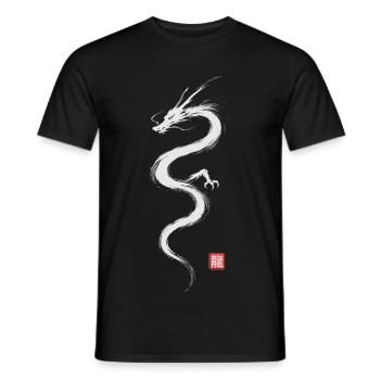 Japanese Dragon Minimal Art - Männer T-Shirt - Schwarz - Vorne - AI Model Male 178 light (178cm)