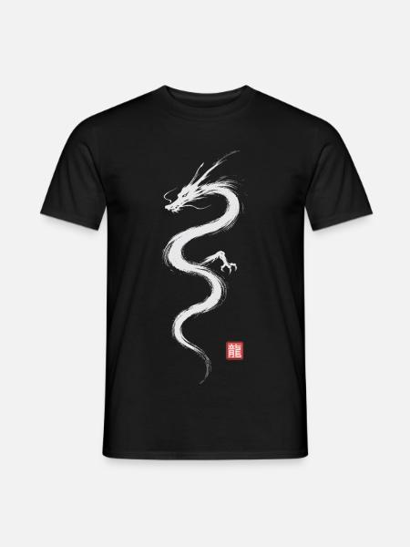 Japanese Dragon Minimal Art - Männer T-Shirt - Schwarz