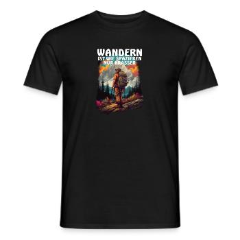 Wandern ist krasser als spazieren - Männer T-Shirt - Schwarz - Vorne - AI Model Male 178 light (178cm)