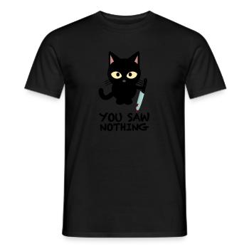 Du hast nichts gesehen | Katze, lustige Sprüche - Männer T-Shirt - Schwarz - Vorne - AI Model Male 178 light (178cm)