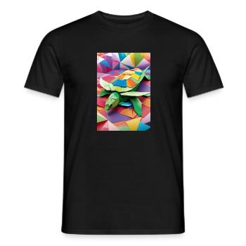 Regenbogen-Panzer - Origami-Schildkröte - Männer T-Shirt - Schwarz - Vorne - AI Model Male 178 light (178cm)