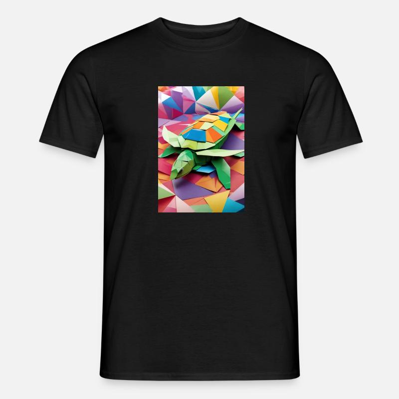 Rainbow Shell - Origami Turtle - Men’s T-shirt - black