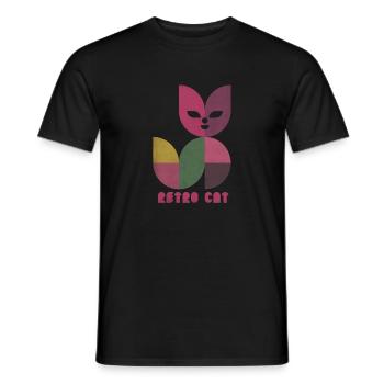 Retro Katze - Männer T-Shirt - Schwarz - Vorne - AI Model Male 178 light (178cm)