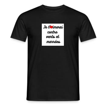amour, aimer, - T-shirt homme - noir - Devant - AI Model Male 178 light (178cm)