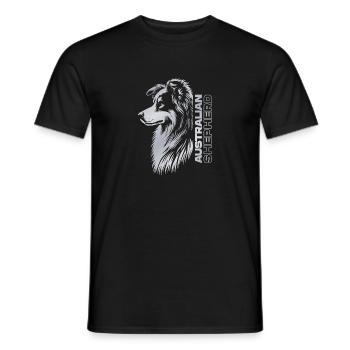 Australian Shepherd Portrait | Aussie head silver - Men's T-Shirt - black - Front - AI Model Male 178 light (178cm)