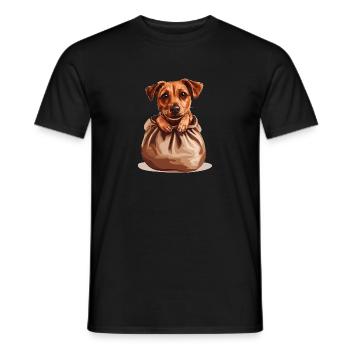Pocket Pup – Votre fidèle compagnon dans une pochette - T-shirt homme - noir - Devant - AI Model Male 178 light (178cm)