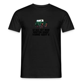 Stau ist nur hinten doof, vorne geht's! - Unimog - Männer T-Shirt - Schwarz - Vorne - AI Model Male 178 light (178cm)