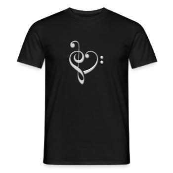 Bass clef heart, treble clef, music lover, notes - Men's T-Shirt - black - Front - AI Model Male 178 light (178cm)