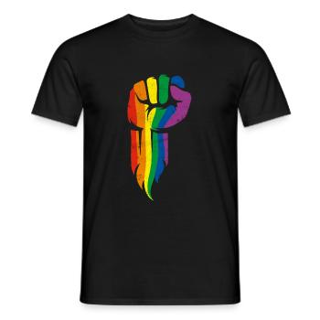 Arc-en-ciel Drapeau Bras Poing LGBT Bride Mouvement Eq - T-shirt homme - noir - Devant - AI Model Male 178 light (178cm)