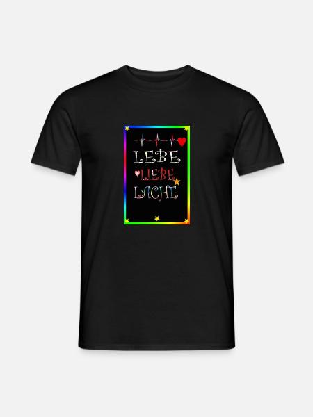 poster lebe liebe lache - Männer T-Shirt - Schwarz