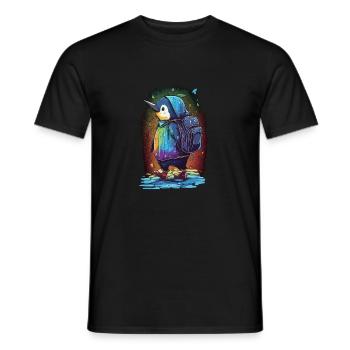 Pinguin auf dem Weg zur Schule - Männer T-Shirt - Schwarz - Vorne - AI Model Male 178 light (178cm)