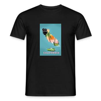 California Movies travel map - Men's T-Shirt - black - Front - AI Model Male 178 light (178cm)
