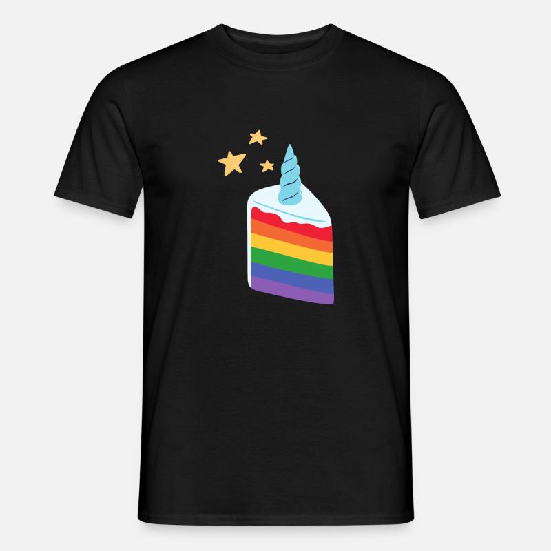 Einhorn Regenbogen Kuchen - Männer T-Shirt - Schwarz