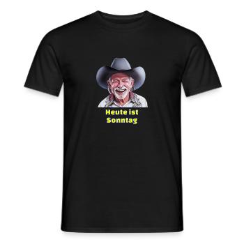 Heute ist Sonntag. Ein Tag zum Lachen. - Männer T-Shirt - Schwarz - Vorne - AI Model Male 178 light (178cm)