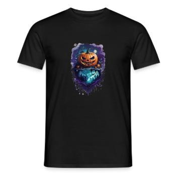 Halloween Kürbis Grusel Fledermaus Schloss Wald - Männer T-Shirt - Schwarz - Vorne - AI Model Male 178 light (178cm)