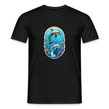 Delfin & Ozean - Männer T-Shirt - Schwarz - Vorne - AI Model Male 178 light (178cm)