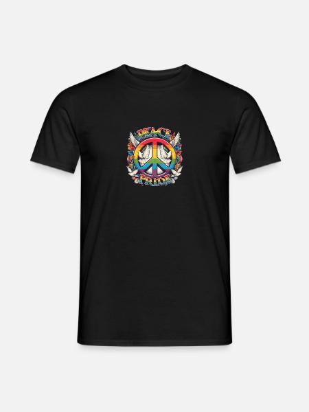 Peace Love Pride Rainbow Design - Men's T-Shirt - black