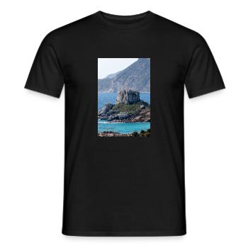 Landschaftsansicht der Insel Kastri in der Nähe der Stadt Kampos - Männer T-Shirt - Schwarz - Vorne - AI Model Male 178 light (178cm)