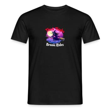 Halloween Witch Thick Thighs Broom Rides Fun - Men's T-Shirt - black - Front - AI Model Male 178 light (178cm)