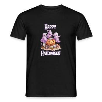 Halloween – Happy Halloween Sweet Ghosts & Pumpkin - Men's T-Shirt - black - Front - AI Model Male 178 light (178cm)