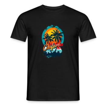 California Palms – Sunset Surf Vibes - Männer T-Shirt - Schwarz - Vorne - AI Model Male 178 light (178cm)
