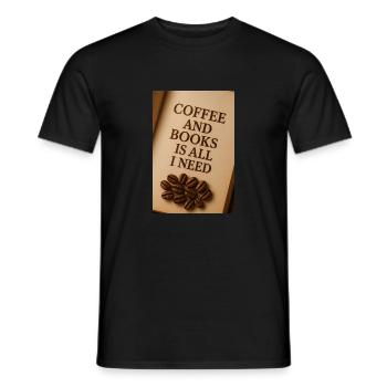 Un café et des livres sont tout ce dont j’ai besoin - T-shirt homme - noir - Devant - AI Model Male 178 light (178cm)