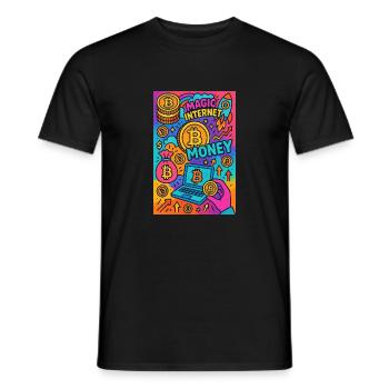 20250519 1246 Bitcoin Magic Collage simple comp - Männer T-Shirt - Schwarz - Vorne - AI Model Male 178 light (178cm)