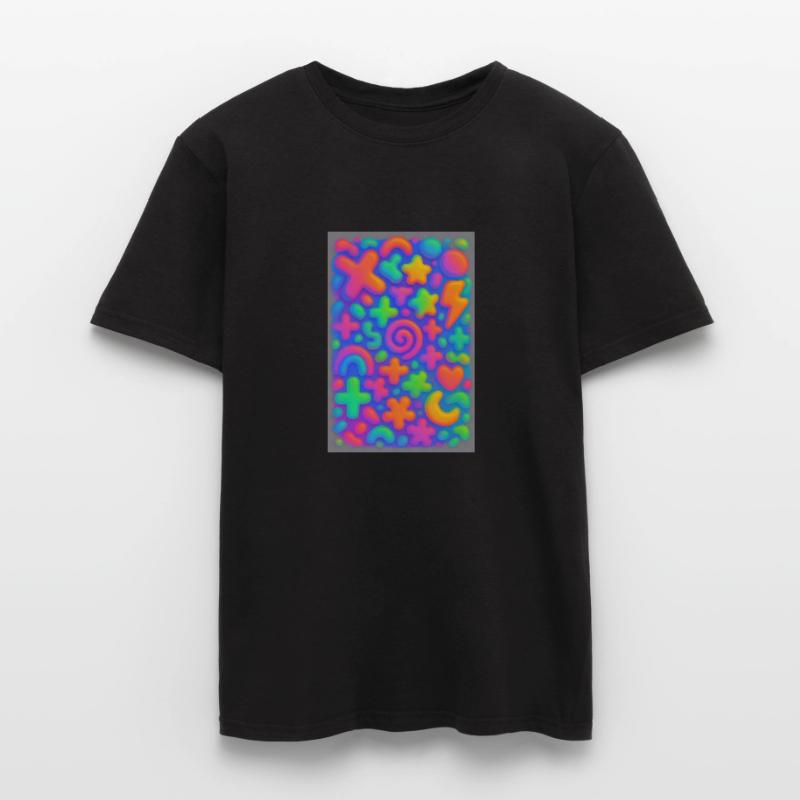 Neon Overload – Überlappende 3D Pop-Art Explosion Männer T-Shirt