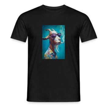 Chill Goat in Shades - Men's T-Shirt - black - Front - AI Model Male 178 light (178cm)
