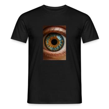 Feurige blaue Iris Nahaufnahme - Männer T-Shirt - Schwarz - Vorne - AI Model Male 178 light (178cm)