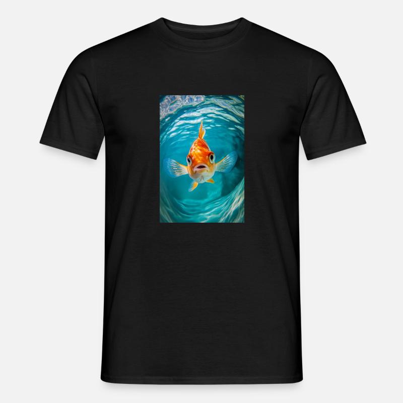 Neugieriger Goldfisch starrt - Männer T-Shirt - Schwarz