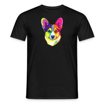 Rainbow Corgi Popart Chien Gallois - T-shirt homme - noir - Devant - AI Model Male 178 light (178cm)