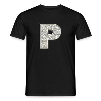 P, letter, letter P, initial, initial P, monogram, - Männer T-Shirt - Schwarz - Vorne - AI Model Male 178 light (178cm)