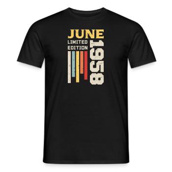 June 1958 - Birthday gift June 1958 June - Men's T-Shirt - black - Front - AI Model Male 178 light (178cm)