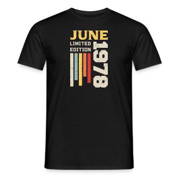 June 1978 - Birthday gift June 1978 June - Men's T-Shirt - black - Front - AI Model Male 178 light (178cm)