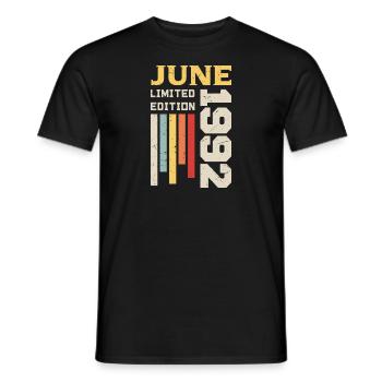June 1992 - Birthday gift June 1992 June - Men's T-Shirt - black - Front - AI Model Male 178 light (178cm)