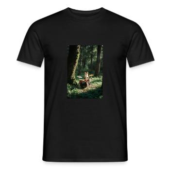 Woodland Drummer – Le rythme du renard dans la forêt - T-shirt homme - noir - Devant - AI Model Male 178 light (178cm)