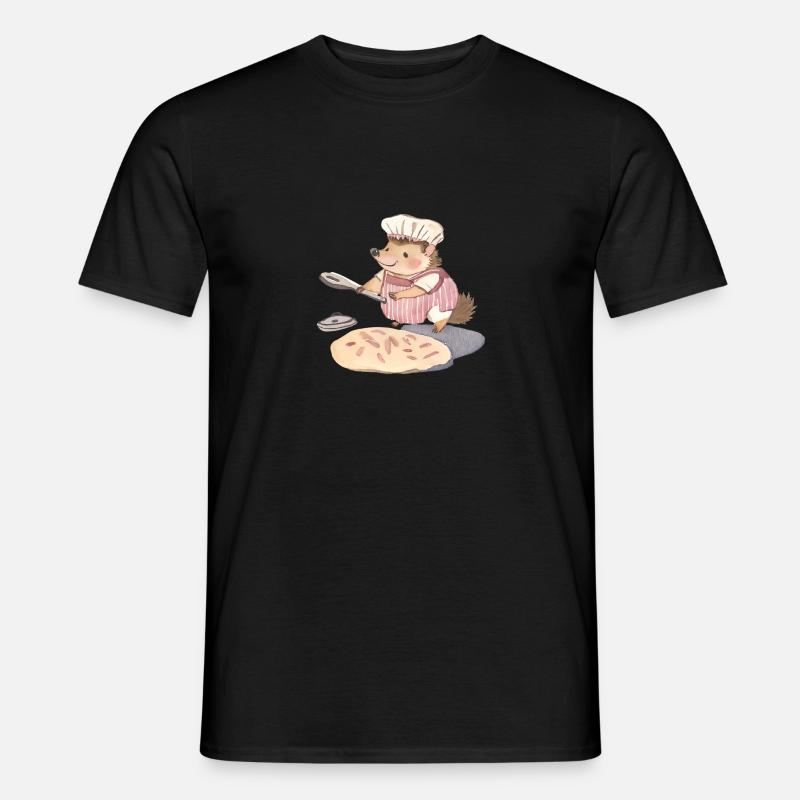Fröhlicher Igel-Bäcker: Herzliche Genüsse - Männer T-Shirt - Schwarz