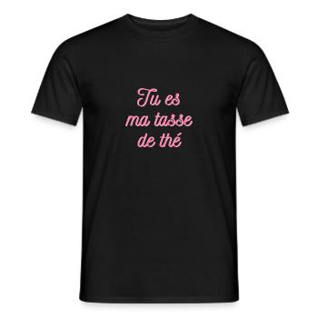 tasse de the - T-shirt homme - noir - Devant - AI Model Male 178 light (178cm)