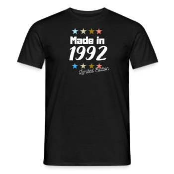 Fabriqué en 1992 Édition Limitée Vintage Anniversaire - T-shirt homme - noir - Devant - AI Model Male 178 light (178cm)