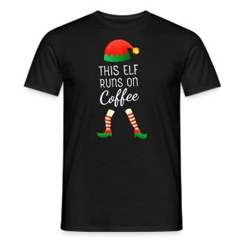 Cet elfe court sur le café - Noël amusant - T-shirt homme - noir - Devant - AI Model Male 178 light (178cm)