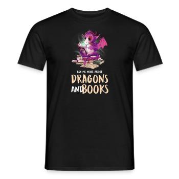 Drache Drache und Buch Drachenliebhaber Geschenk - Männer T-Shirt - Schwarz - Vorne - AI Model Male 178 light (178cm)