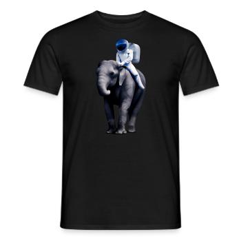 Astronaut on elephant adventure - Men's T-Shirt - black - Front - AI Model Male 178 light (178cm)