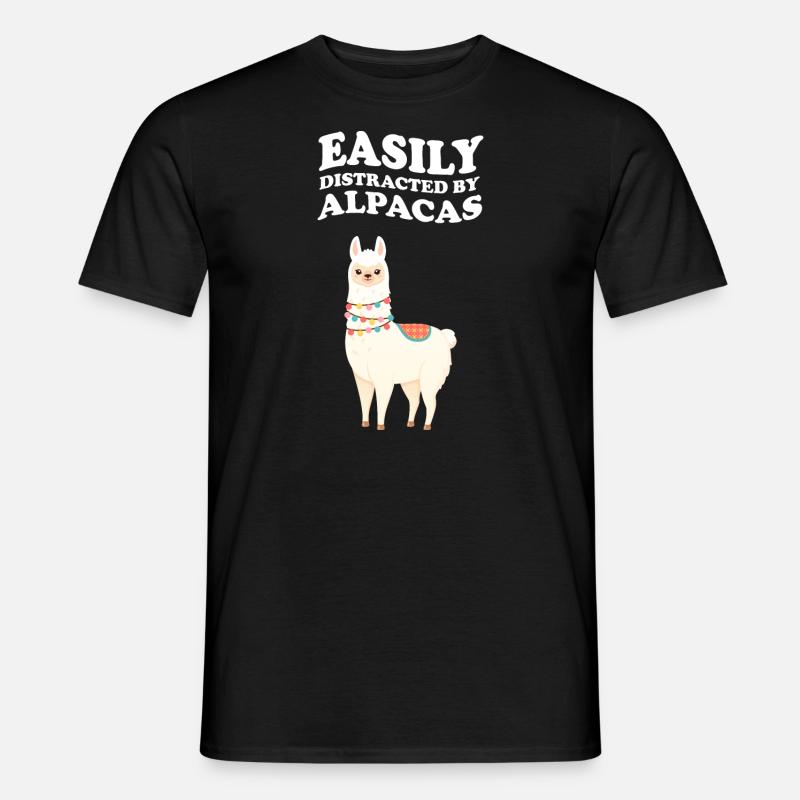 Easily Distracted By Alpacas Alpaka Lama Spruch - Männer T-Shirt - Schwarz