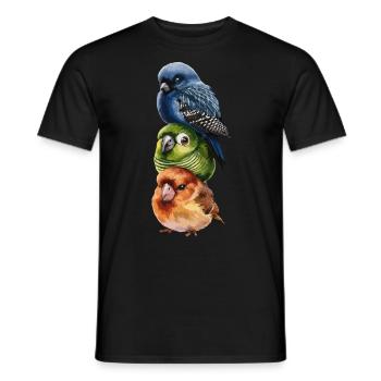 Drei Vögel übereinander gestapelt - Männer T-Shirt - Schwarz - Vorne - AI Model Male 178 light (178cm)